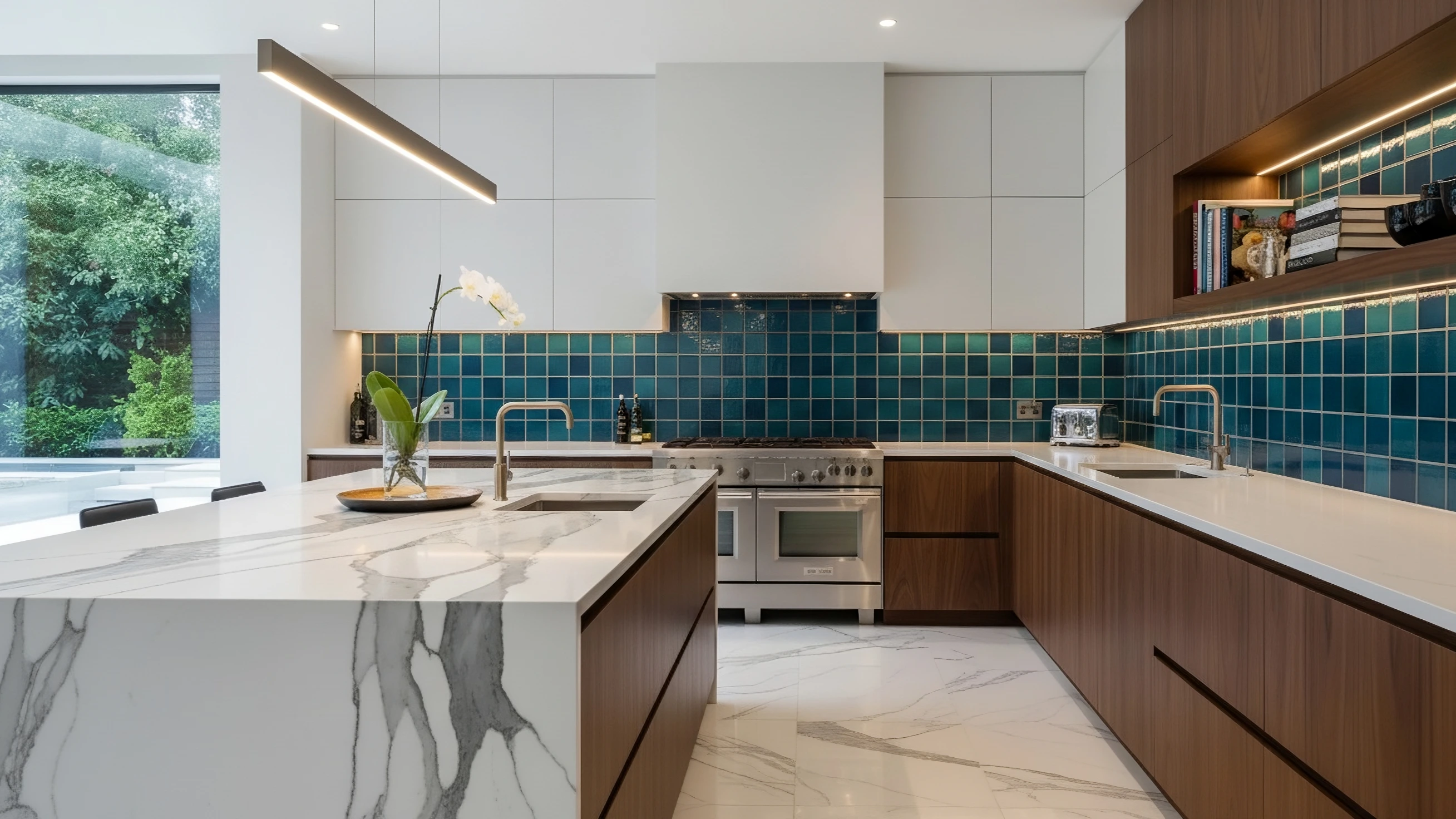 Projeto de cozinha com porcelanato instalado por nosso azulejista em Tietê